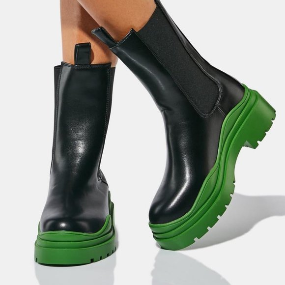 AZALEA WANG GREEN THE  GHOST  WAVY  ANKLE  Boots  ( BRAND NEW !!!) - Picture 3 of 6
